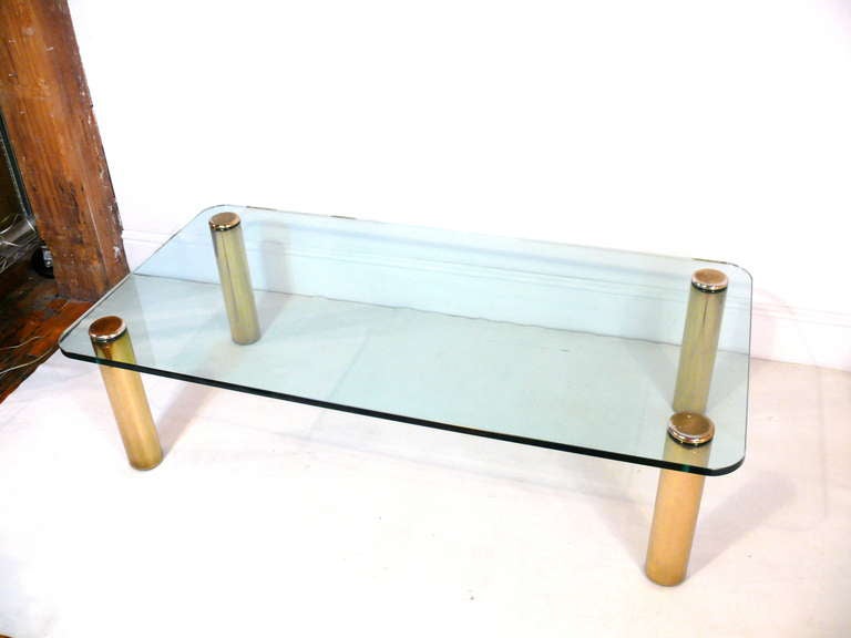 Pace Brass and Glass Coffee/Cocktail Table In Excellent Condition In New York, NY
