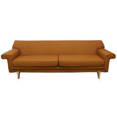 Mid Mod Sofa with  Brass Appliqued Legs