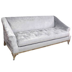 Platinum Velvet Scroll Arm Sofa