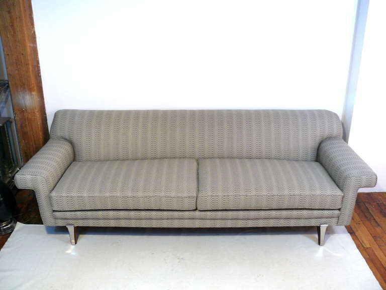 Streamlined Sofa with Nickel Leg Appliques 1