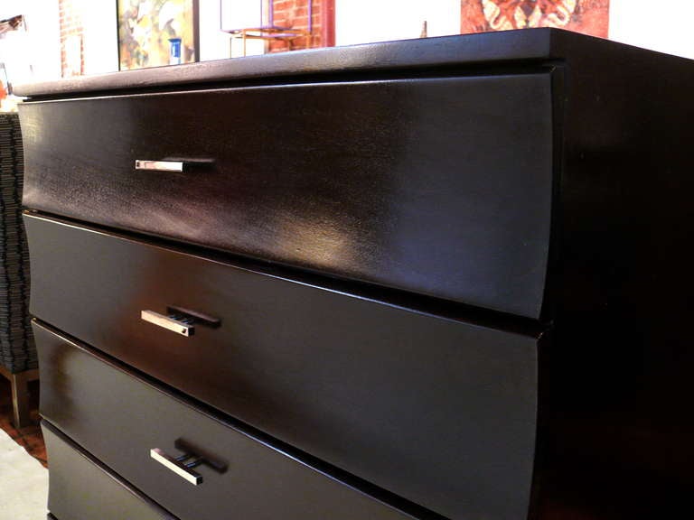 Nickel Scalloped Front Chest of Drawers or Commode