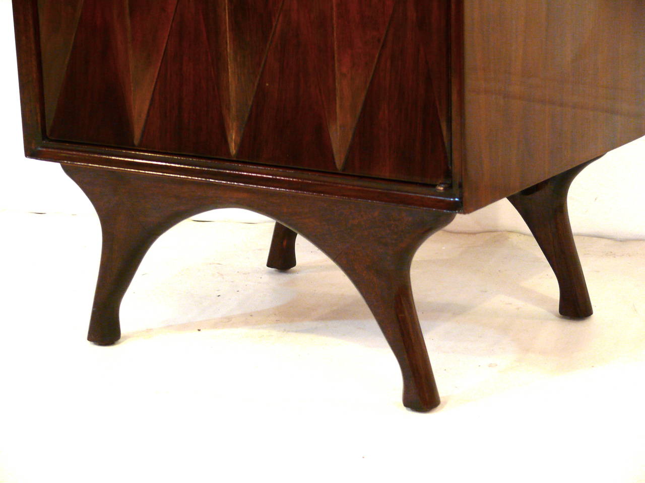 Walnut Pair of Diamond Front End Tables
