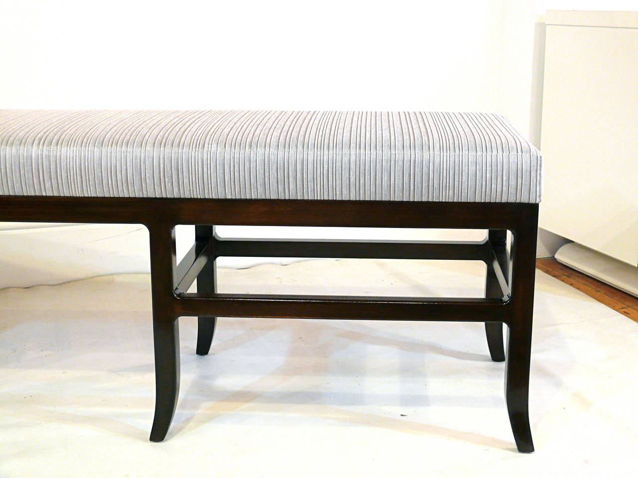 Mid-Century Modern Double Pedestal Splayed Leg Bench in the Manner of James Mont