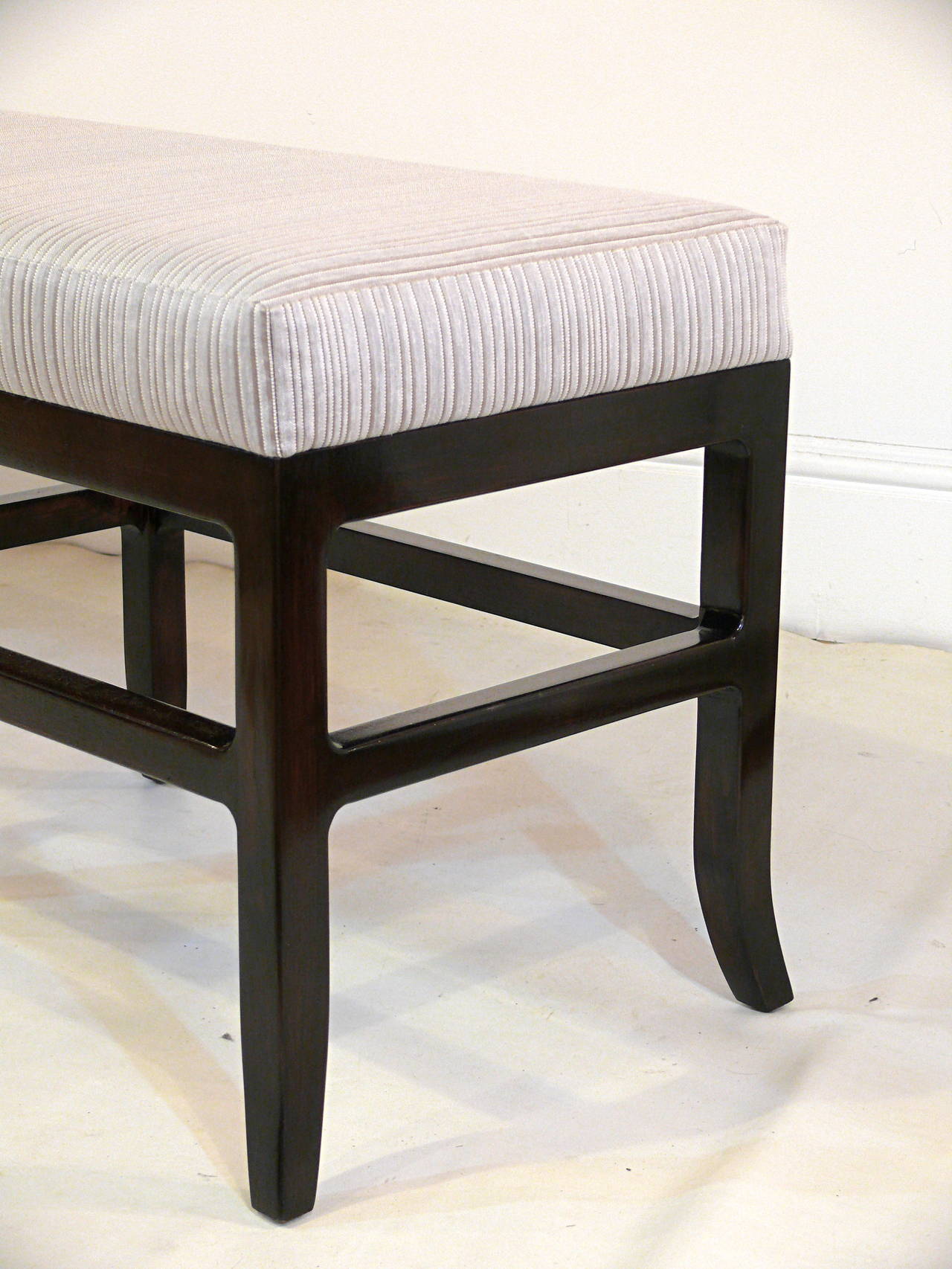 American Double Pedestal Splayed Leg Bench in the Manner of James Mont