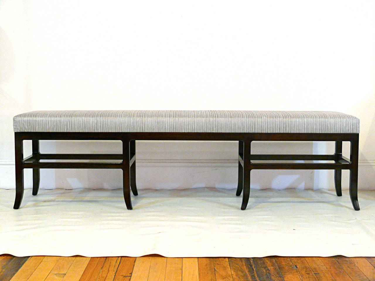 20th Century Double Pedestal Splayed Leg Bench in the Manner of James Mont