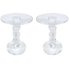 Pair of Scalloped Lucite Side Tables