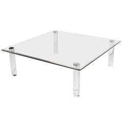 Pace Collection Lucite and Glass Coffee/Cocktail Table
