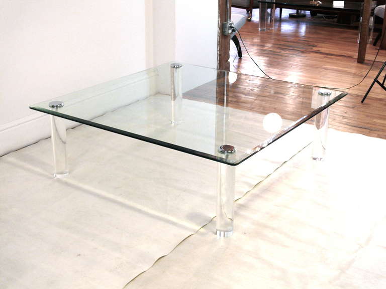 Mid-Century Modern Pace Collection Lucite and Glass Coffee/Cocktail Table