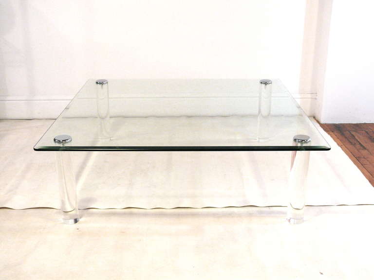 20th Century Pace Collection Lucite and Glass Coffee/Cocktail Table