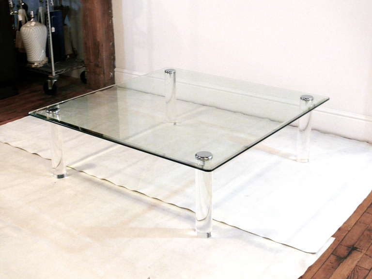 Pace Collection Lucite and Glass Coffee/Cocktail Table 1