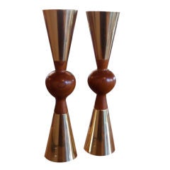 Pair of Sculptural Mid Mod Candlesticks