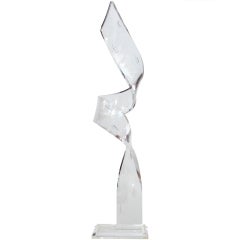 Engraved Shells Lucite Ribbon Sculpture 8