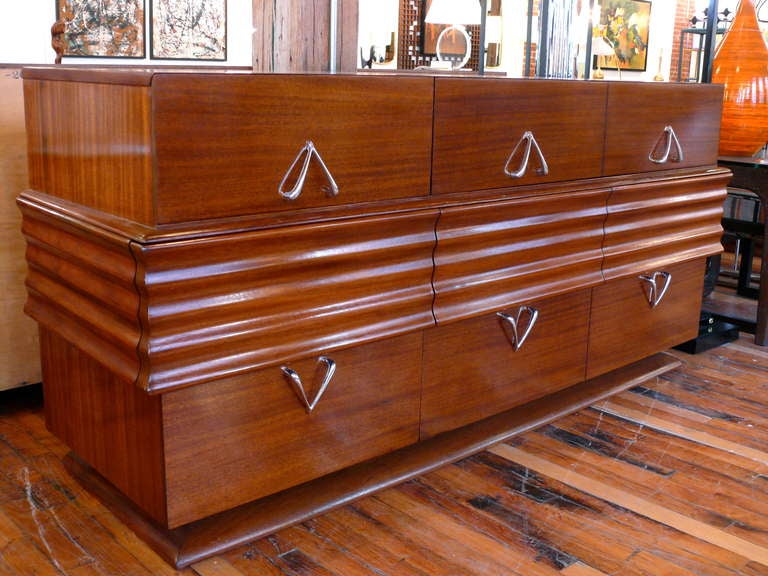 Exceptional credenza with polished nickel 