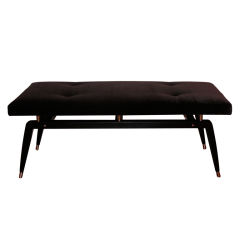 Modernist Ebonized Mohair Bench