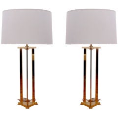 Pair of Modernist Brass Lamps