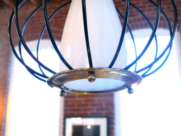 Mid-Century Modern Set of Three Thurston Style Pendant Lamps For Sale