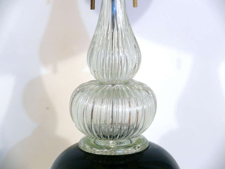 American Monumental Black and Clear Barovier Lamp For Sale