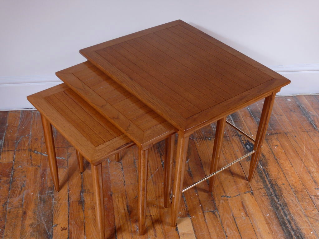 Mid-20th Century Set of Midcentury Oak Nesting Tables For Sale