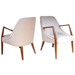 Pair of Sculptural Walnut Arm Chairs