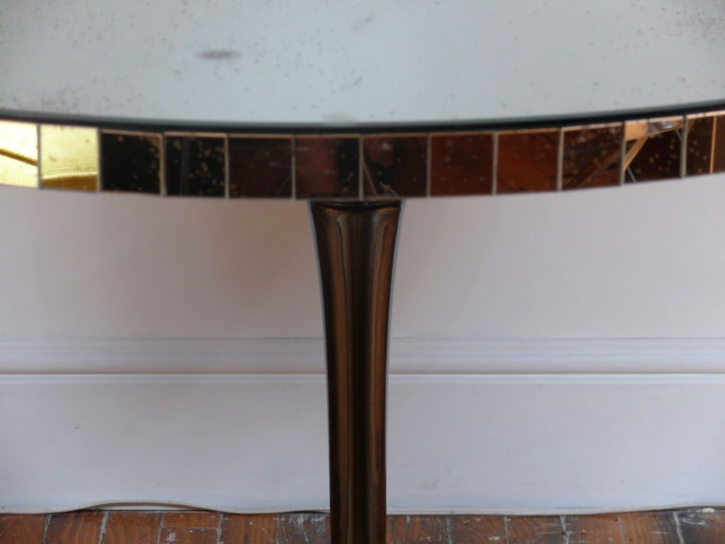 Baguette Edge Mirrored Tulip Table In Excellent Condition In New York, NY