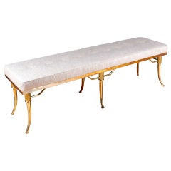 Monteverdi Young Upholstered Brass Bench Vintage Monteverdi Young Upholstered Brass Bench