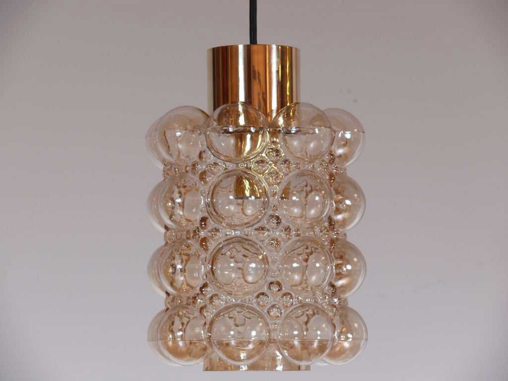 Pair of Mid Century Bubble Glass Pendants