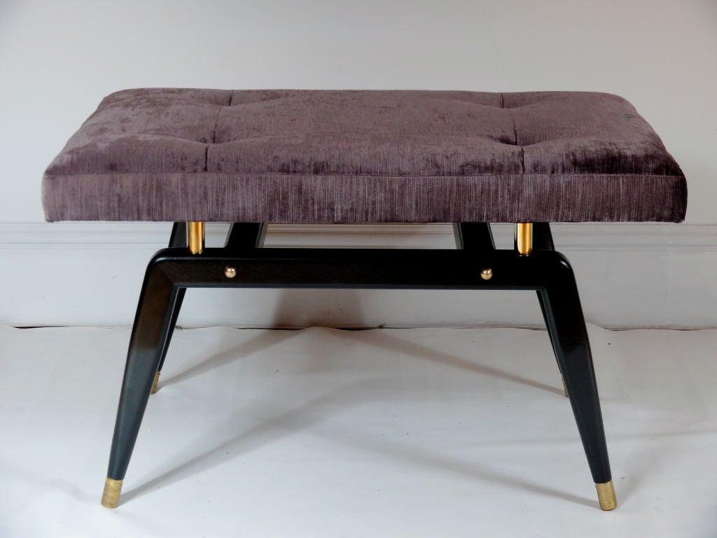 Wood Pair of Ebonized Sculptural Benches