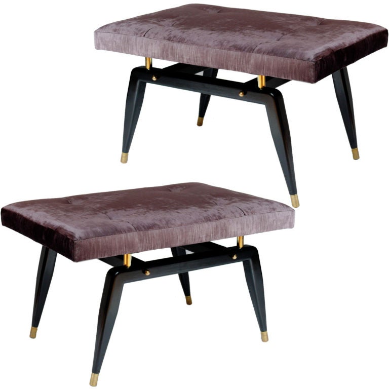 Pair of Ebonized Sculptural Benches