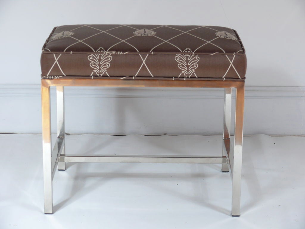 Pair of Flatbar Chrome Ottomans In Excellent Condition In New York, NY
