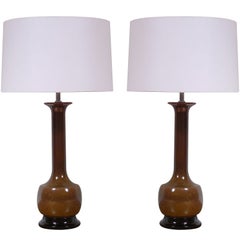 Pair of Tapered Glazed Lamps