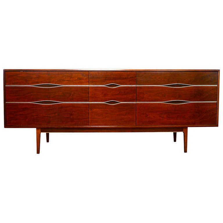 Chrome Banded Mid Century Credenza