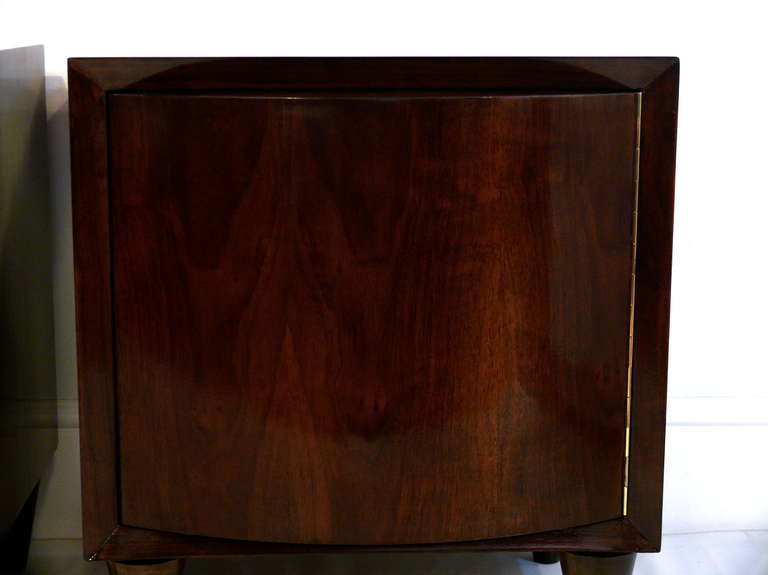 Pair of Modernage Bow-Front End Tables For Sale 1