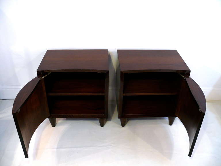 Pair of Modernage Bow-Front End Tables For Sale 2