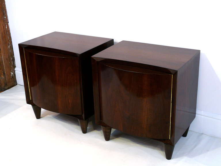 Pair of Modernage Bow-Front End Tables For Sale 3