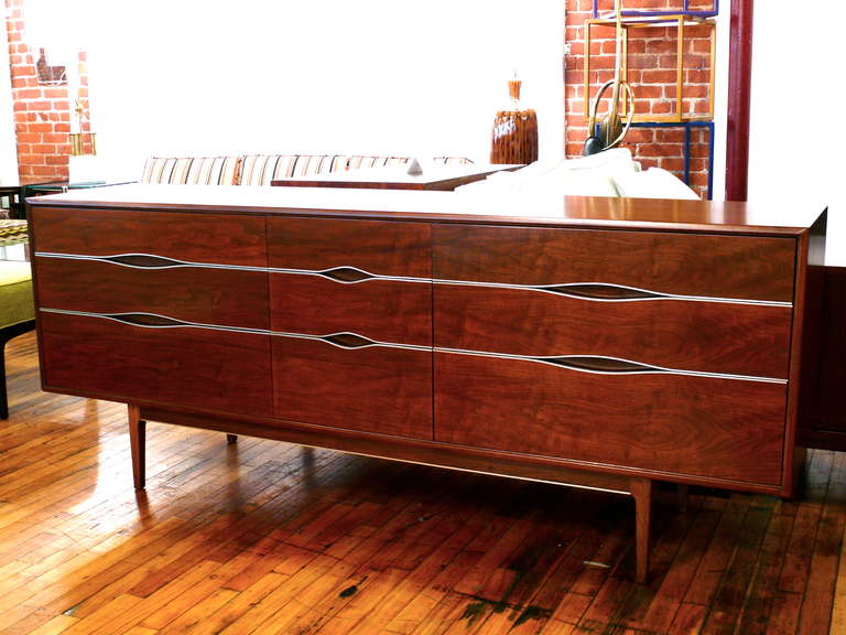 American Chrome Banded Mid Century Credenza
