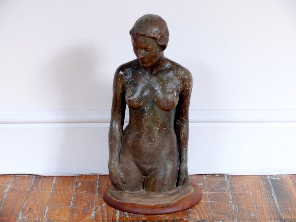 Female torso sculpture in the Art Deco style on wooden base. Excellent form and attention to detail.

Please visit Fairfield County's largest freestanding destination for Mid-Century Modern furniture, lighting, decorative art and Fine art at the