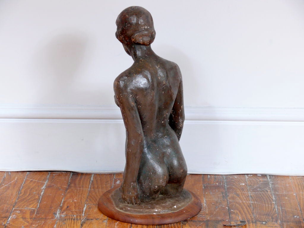 Wood Female Deco Torso Sculpture For Sale