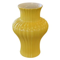 Tall Fluted Yellow Vase