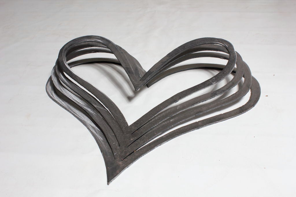 Set of Three Metal Heart Wall Sculptures In Excellent Condition In New York, NY