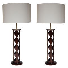 Pair of Inlaid Arabesque Table Lamps