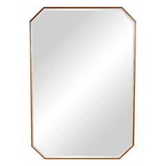 Large Octagonal Walnut and Brass Mirror by Directional