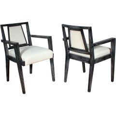 Vintage Pair of Architectural Cerused Chairs