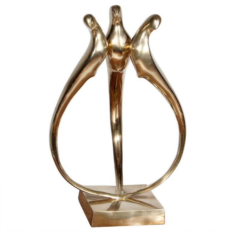 Figurative Brass Bird Sculpture