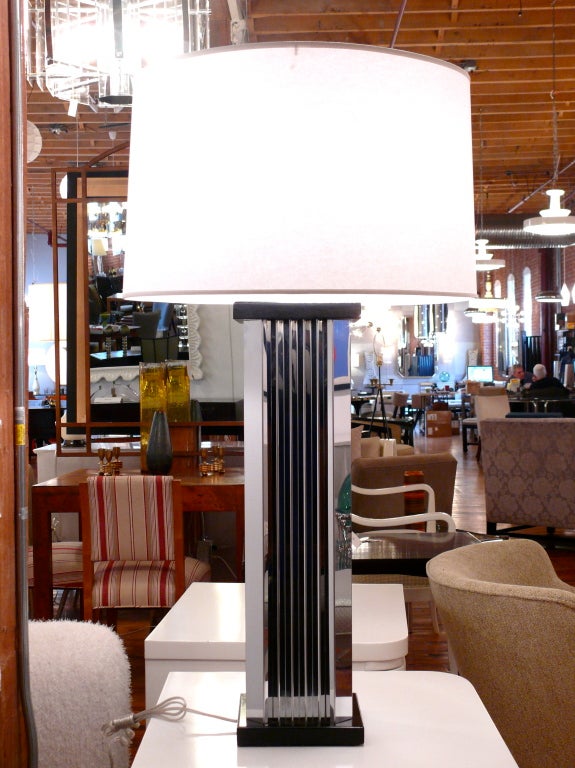 Pair of Chrome Skyscraper Table Lamps For Sale 2