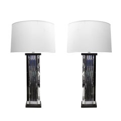 Vintage Pair of Chrome Skyscraper Table Lamps