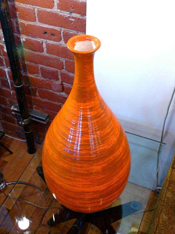 Tall Orange Ceramic Vase at 1stdibs