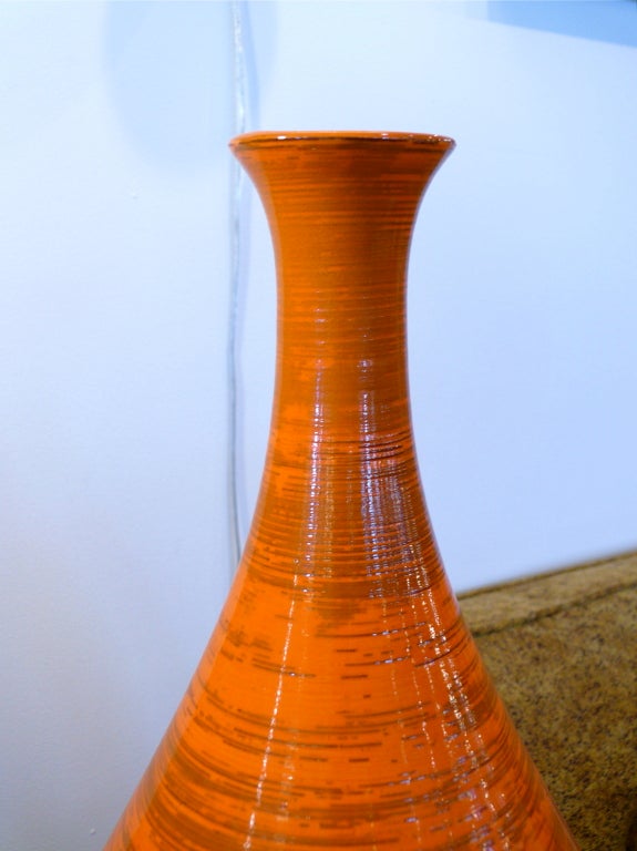 Tall Orange Ceramic Vase at 1stdibs