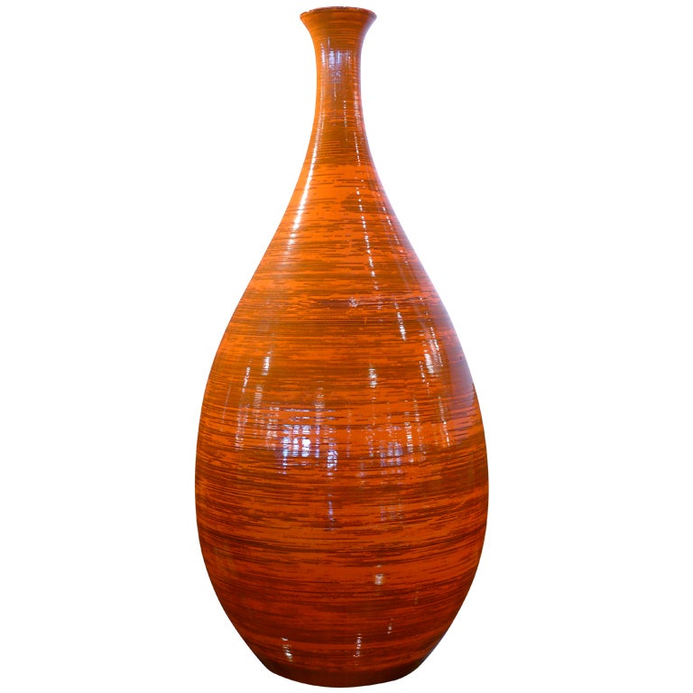 Tall Orange Ceramic Vase at 1stdibs