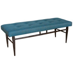 Black Oak Cerused Upholstered Bench