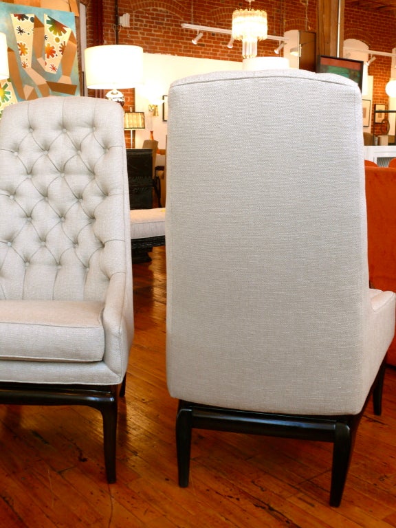 Pair of TH Robsjohn Gibbings Style High Back Diamond Chairs 3